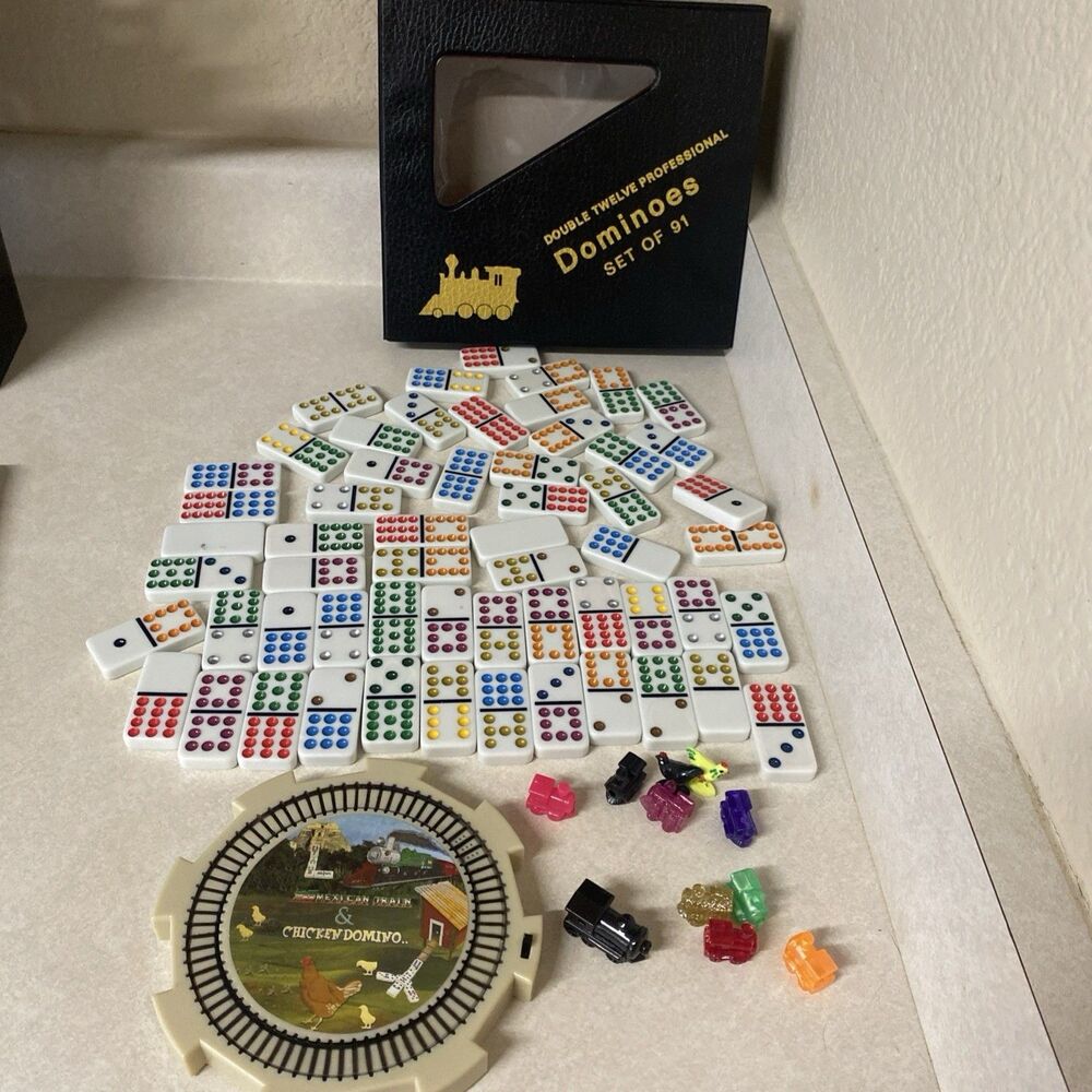 Double 12 Numeral Tiles 2-in-1 Mexican Train Set in Alum Case by CHH TTT